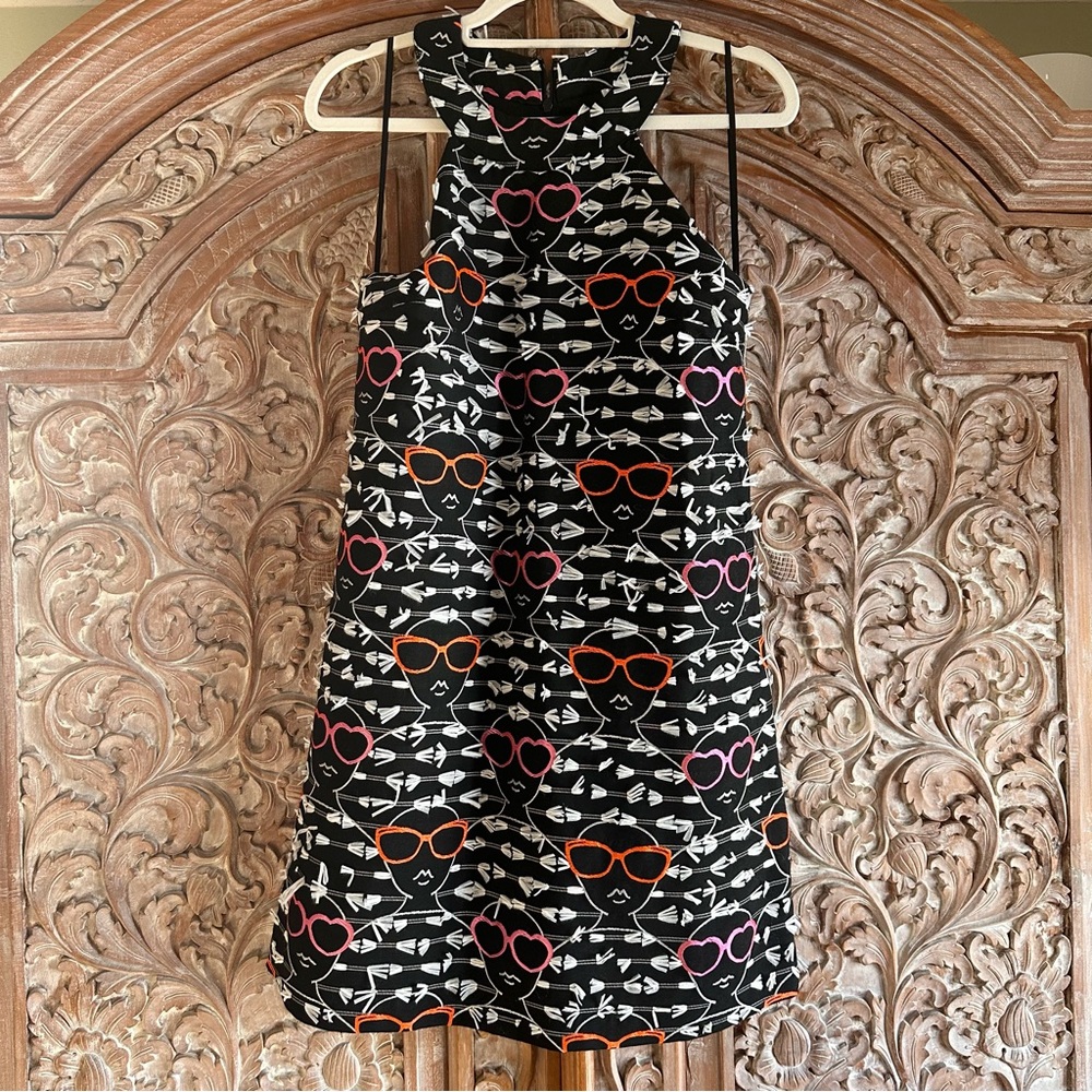 Black Dress with Sunglasses Print